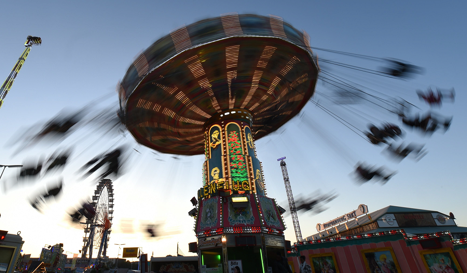 carousel at the Theresienwiese fairground of the Oktoberfest beer festival in Munich, southern Germany AFP