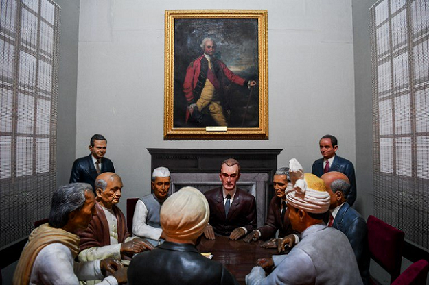 A rare painting of Robert Clive, a commander of British India in the mid-1700s, is displayed inside the Indian Presidentâs House museum in New Delhi. PHOTO: AFP