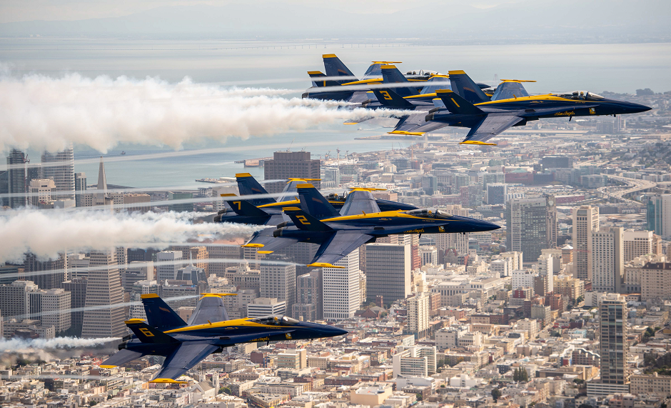  The US Navy Blue Angels fly over San Francisco, California AFP