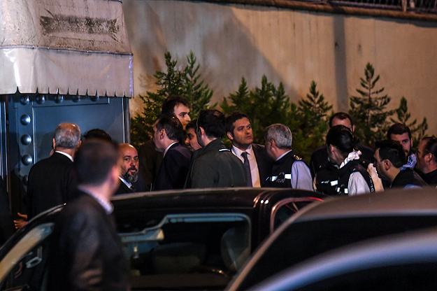 Turkish police and other officials enter Saudi Arabia's consulate in Istanbul. PHOTO: AFP