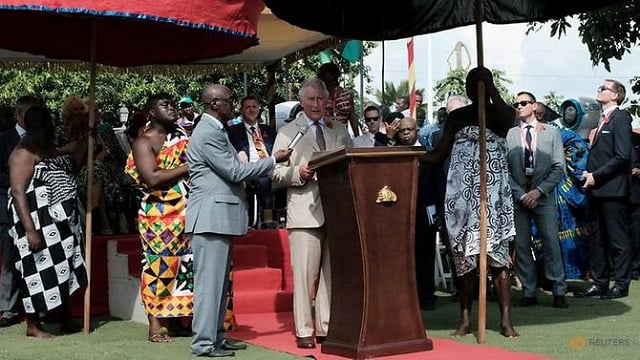 britain 039 s prince charles speaks during his visit to the manhyia palace of the ashanti kingdom after his meeting with the ashanti king otumfuo osei tutu ii in kumasi ghana nov 4 2018 photo reuters