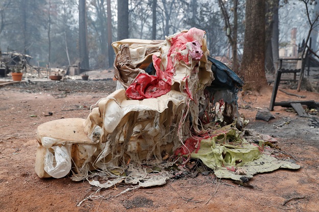  A children's toy destroyed by the Camp Fire is seen in Paradise, California PHOTO: REUTERS
