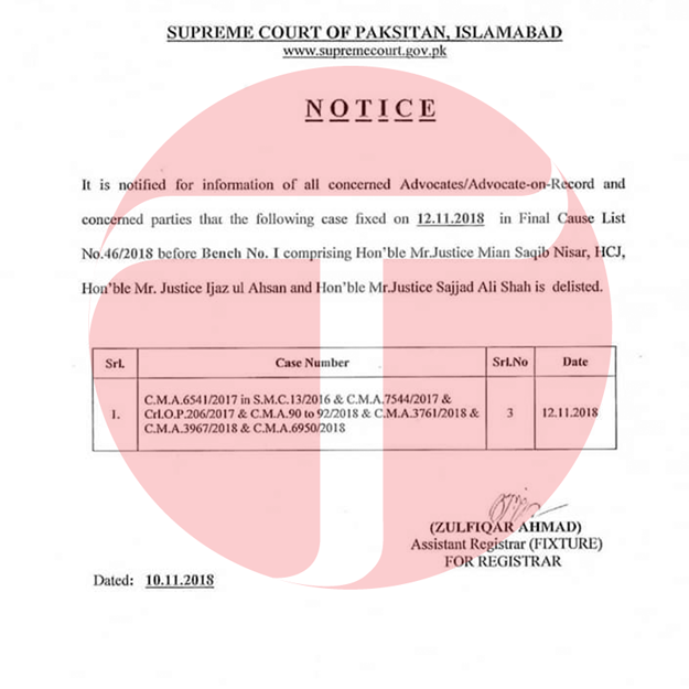 Supreme Court issues notification delisting DG NAB Lahore Saleem Shahzad's fake degree case. PHOTO: EXPRESS 