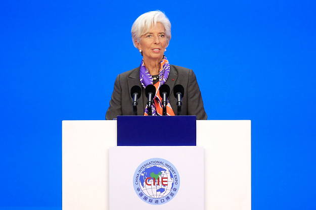 International Monetary Fund (IMF) Managing Director Christine Lagarde speaks at the opening ceremony of the first China International Import Expo (CIIE) in Shanghai on November 5, 2018. PHOTO: AFP