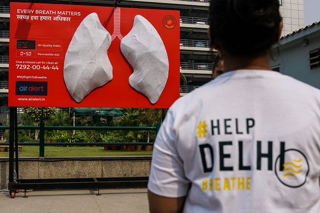 In this photograph taken on November 3, 2018, an installation of a giant set of lungs is seen at Shri Ganga Ram hospital in New Delhi. PHOTO: AFP