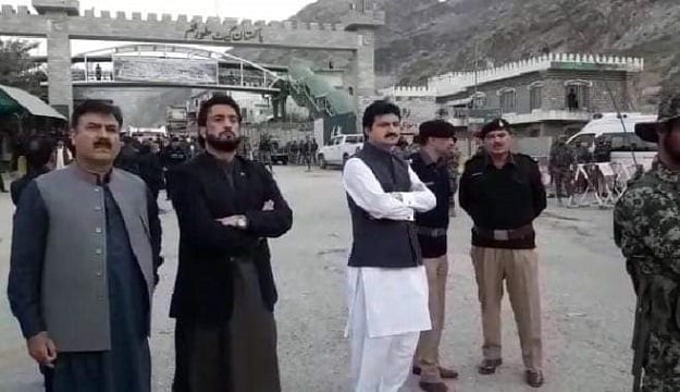 Minister of State for Interior Shehryar Afridi waits at Torkham Gate. PHOTO:EXPRESS