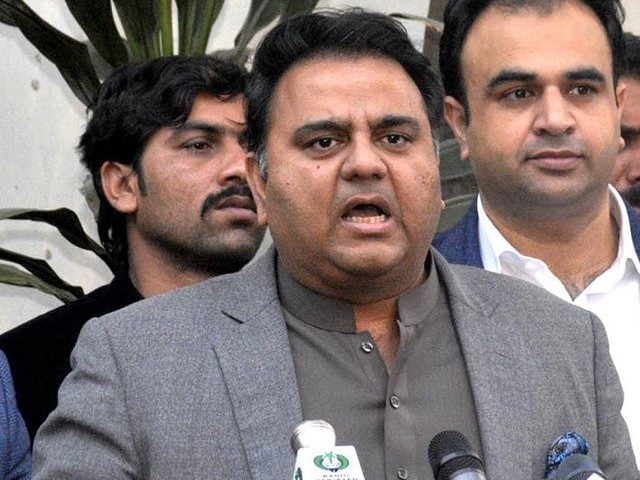 Information Minister Fawad Chaudhry addresses the media in Lahore.PHOTO: INP