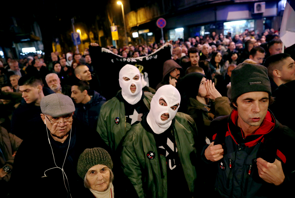 Demonstrators attend an anti-government protest in central Belgrade, Serbia, December 22, 2018. PHOTO: REUTERS