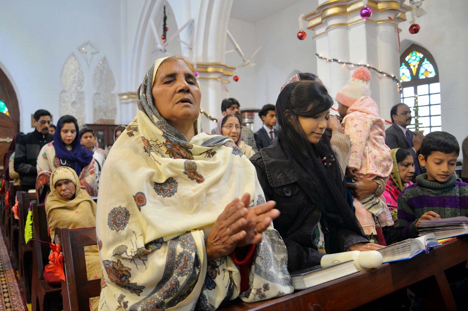 Christian women and children lead the religious prayers held on the day of Christmas at the St. Johnâs Cathedral Church in Peshawar, Khyber Pakhtunkhwa. PHOTO COURTESY: PPI/IMAGES