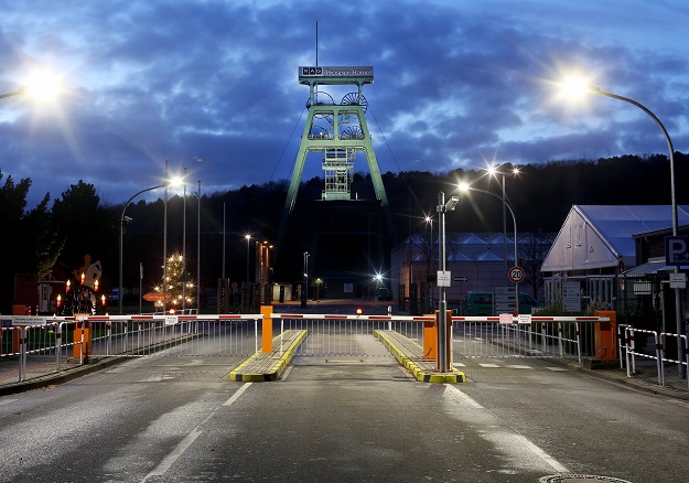 The entrance and the winding tower of the coal mine Prosper Haniel is pictured in Bottrop, western Germany. PHOTO: AFP