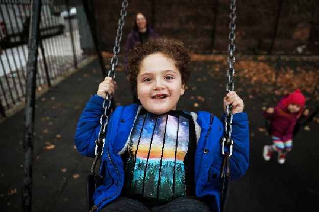 Natan is pushed on a swing by his mother, Reuters' US Health Editor Michele Gershberg, in a park in Brooklyn, New York City, US. PHOTO: REUTERS