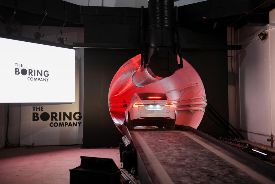 The Boring Company unveils the first test tunnel of a proposed underground transportation network across Los Angeles County during an event in Hawthorne, California, U.S. December 18, 2018. Robyn Beck/Pool via REUTERS