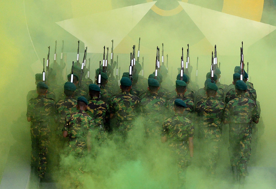 Sri Lanka Police Special Task Force (STF) soldiers stand during a passing out parade at Katukurunda, some 40 kms south of Colombo, on January 16, 2019. PHOTO: AFP