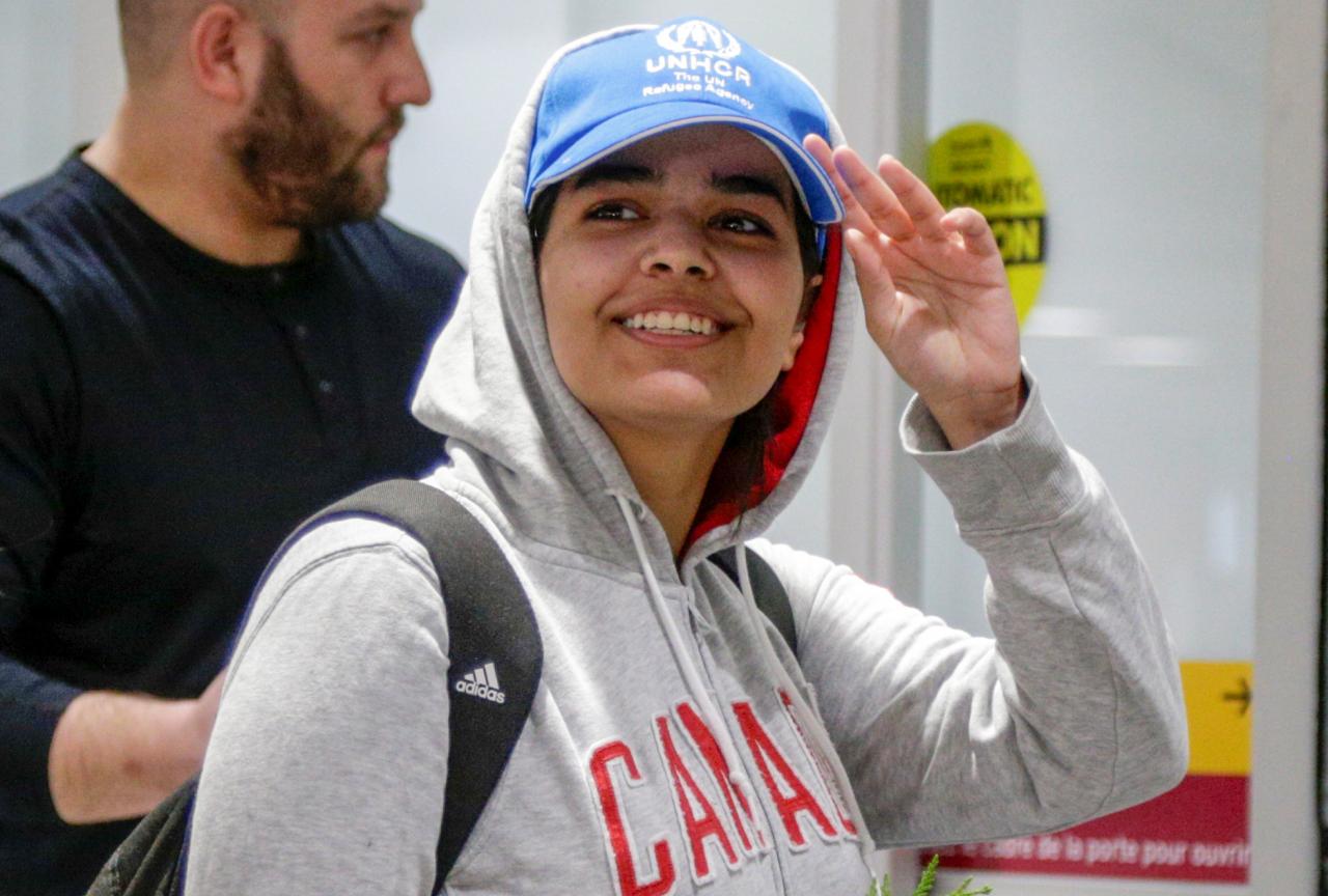 Rahaf Mohammed al-Qunun arrives at Toronto Pearson International Airport in Toronto, Ontario, Canada January 12, 2019. PHOTO: REUTERS