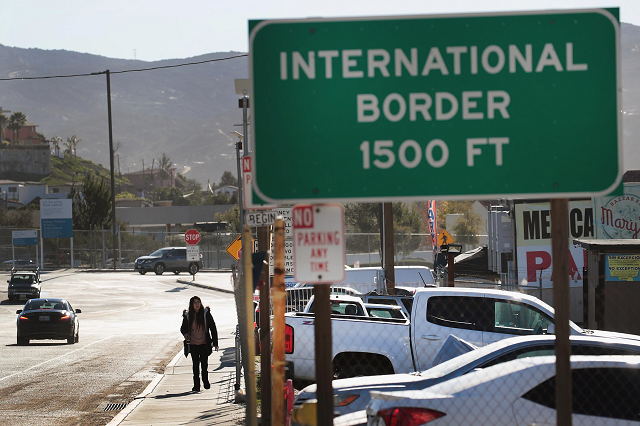 a sign signals drivers that they are approaching the mexican border on january 24 2019 in tecate california photo afp