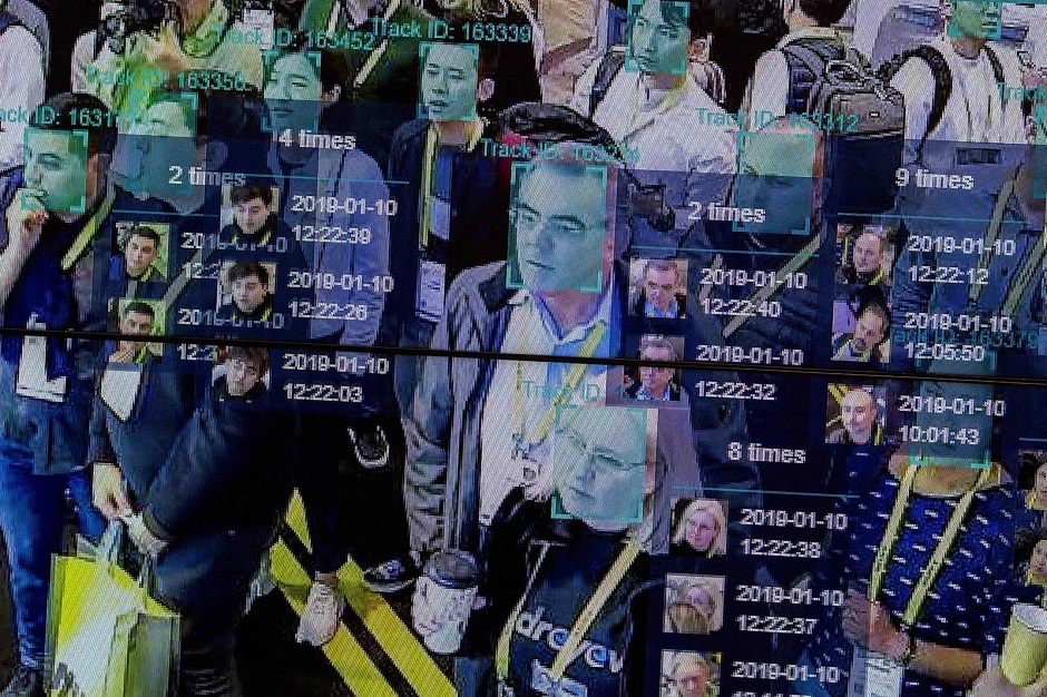A live demonstration uses artificial intelligence and facial recognition in dense crowd spatial-temporal technology at the Horizon Robotics exhibit at CES International in Las Vegas. PHOTO: AFP