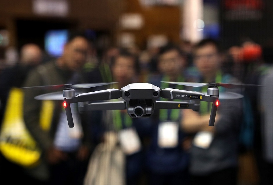 A DJI Mavic 2 Pro drone is demonstrated at the DJI booth at CES International in Las Vegas. PHOTO: AFP