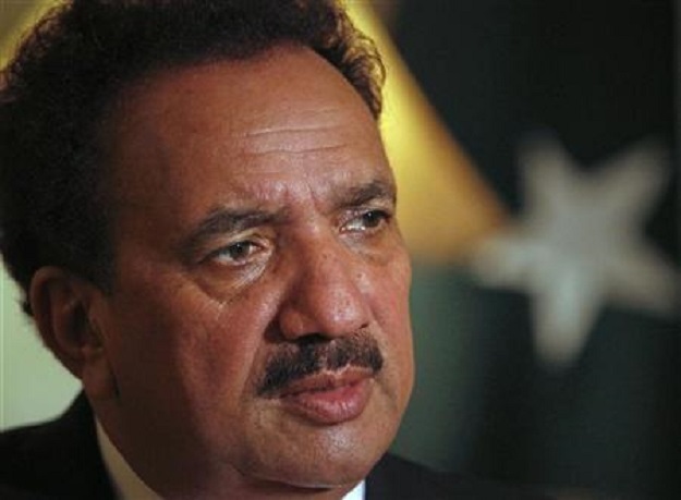 Former Interior Minister Rehman Malik attends an interview with Reuters in Islamabad. PHOTO: REUTERS