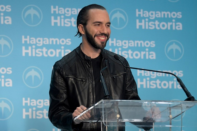 el salvador presidential candidate nayib bukele of the great national alliance gana speaks to the media after declaring victory in the presidential election in san salvador on february 3 2019 photo afp