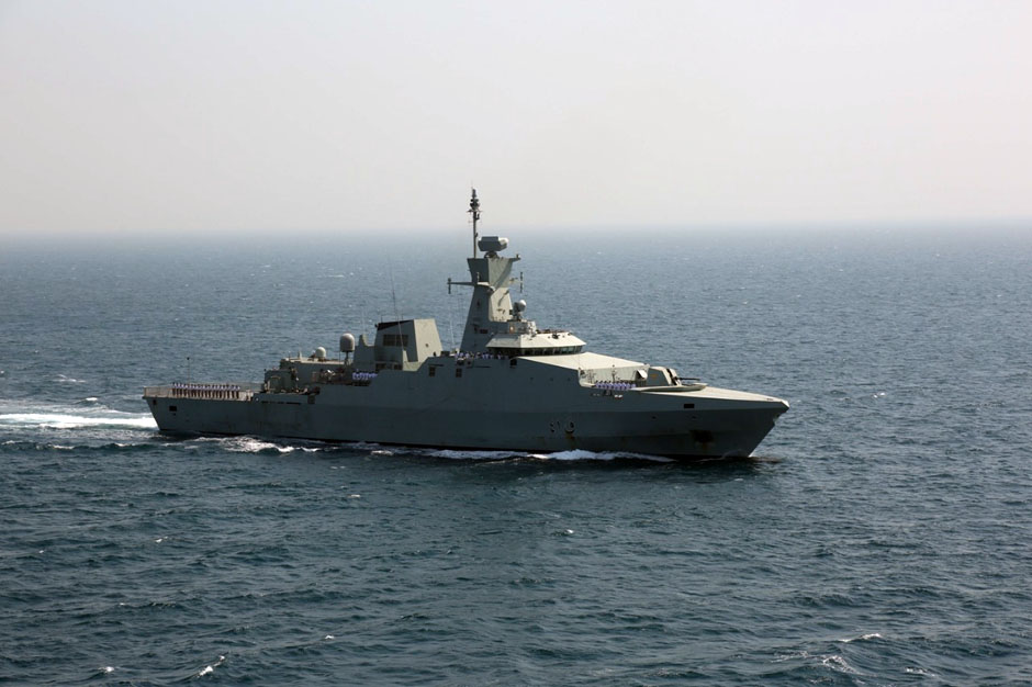 A warship during the fleet review phase of Aman-19.