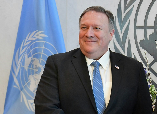 US Secretary of State Mike Pompeo visits the United Nations. PHOTO: AFP