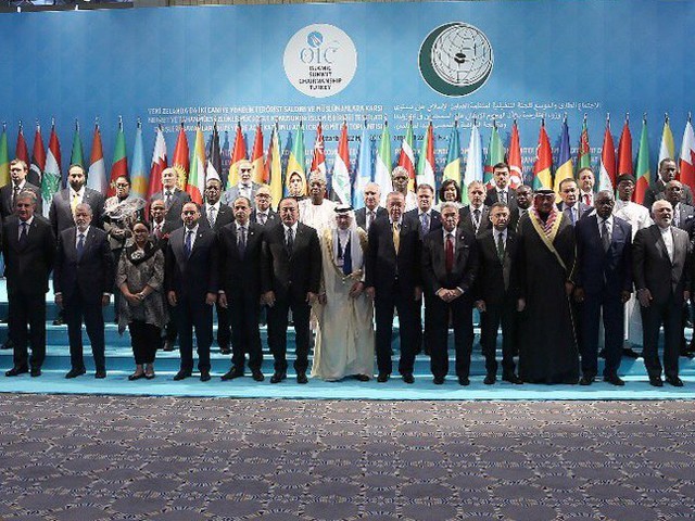 Participants of the Emergency Meeting of the OIC Executive Committee, convened in Istanbul. PHOTO: TWITTER/@OIC_OCI