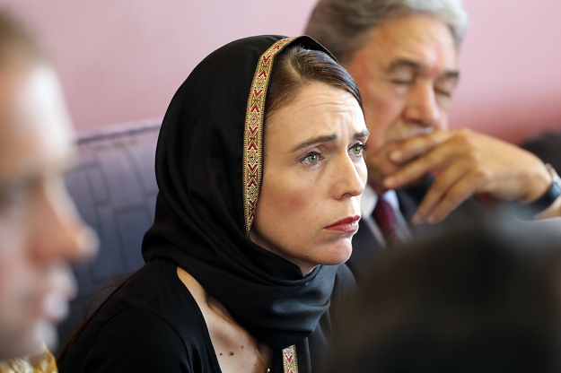 New Zealand Prime Minister shows New Zealand Prime Minister Jacinda Ardern meeting with representatives of the refugee centre during a visit to the Canterbury Refugee Centre in Christchurch. PHOTO: AFP