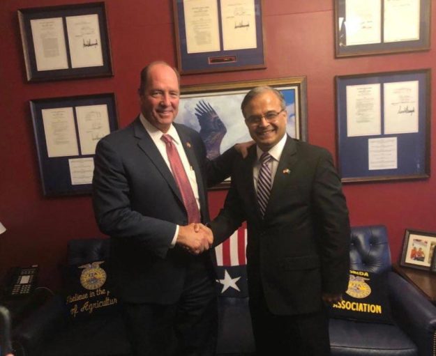 Ambassador Asad Majeed Khan meets US Representative Ted Yoho. PHOTO: EXPRESS