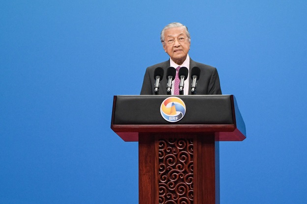 Malaysia's Prime Minister Mahathir Mohamad speaks during the opening ceremony of the Belt and Road Forum in Beijing in April 26, 2019. PHOTO: AFP