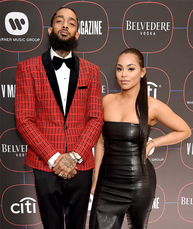 In this file photo taken on February 07, 2019 Nipsey Hussle and Lauren London arrive at the Warner Music Group Pre-Grammy Celebration at Nomad Hotel Los Angeles. - Grammy-nominated rapper Nipsey Hussle was fatally shot in the US city of Los Angeles on Sunday March 31, 2019, NBC News reported, citing law enforcement sources. PHOTO: AFP