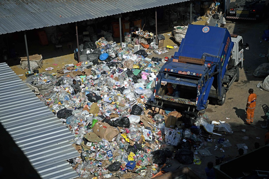 A truck delivers rubbish to CoopFuturo, a sorting collective which receives rubbish from the local government collection service and then sells the material to specialized recycling companies, in Rio de Janeiro, Brazil. PHOTO: AFP