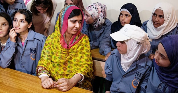 Malala speaking at Kayanyâs Malala School in Bekaa Valley in Lebanon. PHOTO COURTESY: MALALA FUND