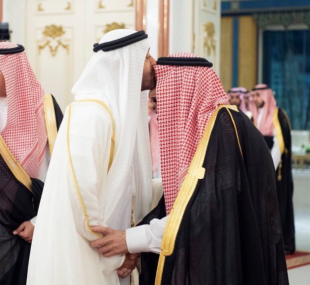 Abu Dhabi's Crown Prince Sheikh Mohammed bin Zayed al-Nahyan kisses the forehead of Saudi Arabia's King Salman bin Abdulaziz during the Gulf Cooperation Council (GCC) summit in Mecca, Saudi Arabia. PHOTO: Reuters 