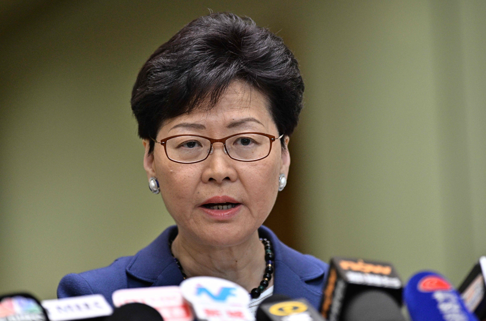 Chief Executive Carrie Lam holds a press conference in Hong Kong on June 10, 2019, a day after the city witnessed its largest street protest in at least 15 years as crowds massed against plans to allow extraditions to China. - Organisers said more than a million people took part in the June 9 march -- the largest protest since Hong Kong's 1997 handover to China -- presenting the city's pro-Beijing leadership with a major political crisis. Photo: AFP