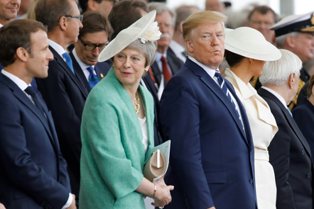 French President Emmanuel Macron, Britain's Prime Minister Theresa May and US President Donald Trump attended D-Day commemoration events in Portsmouth. PHOTO AFP