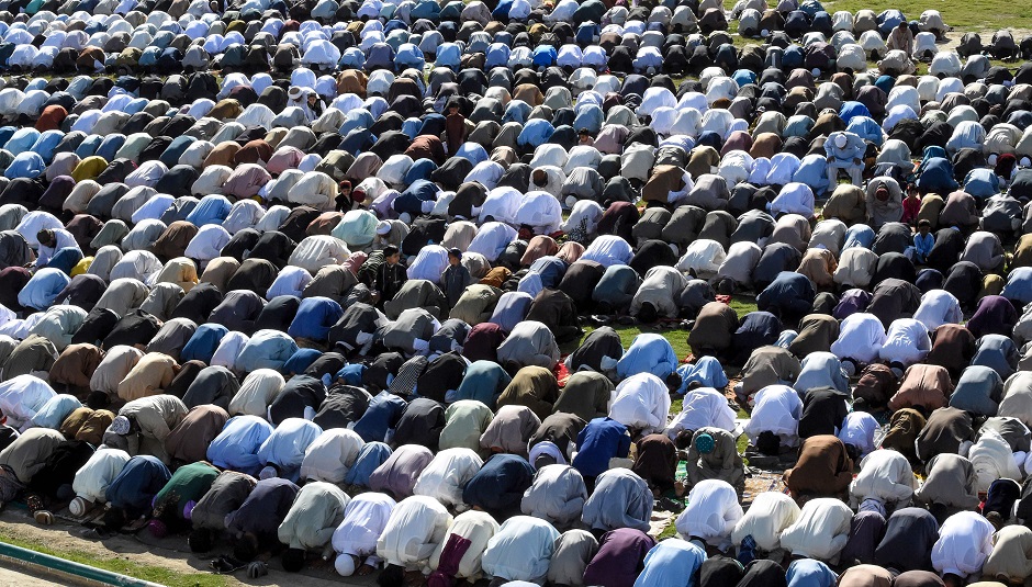 Pakistani Muslims offer prayers during Eid al-Fitr at Eidgah ground in Quetta. PHOTO: AFP