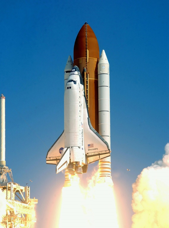 Discovery, one of five US space shuttles, takes off from Cape Canaveral in Florida on July 26, 2005. PHOTO: AFP