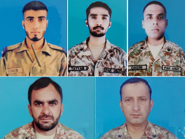 Five army soldiers martyred in AJK blast. PHOTOS: ISPR