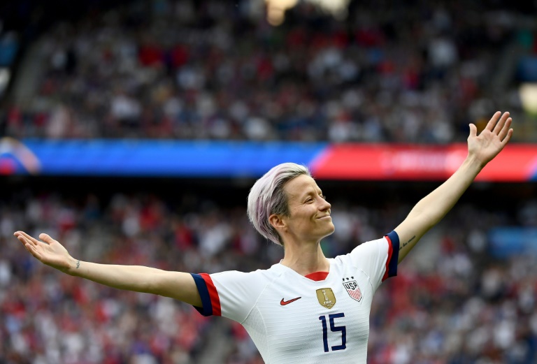 in their third consecutive final the usa were too strong for the netherlands as they won 2 0 in lyon to retain their title with megan rapinoe and rose lavelle scoring photo afp