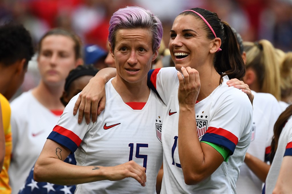 rapinoe one of several gay players on the team also took aim at trump 039 s quot make america great again quot slogan saying the president is looking back to a time that quot was not great for everyone quot photo afp