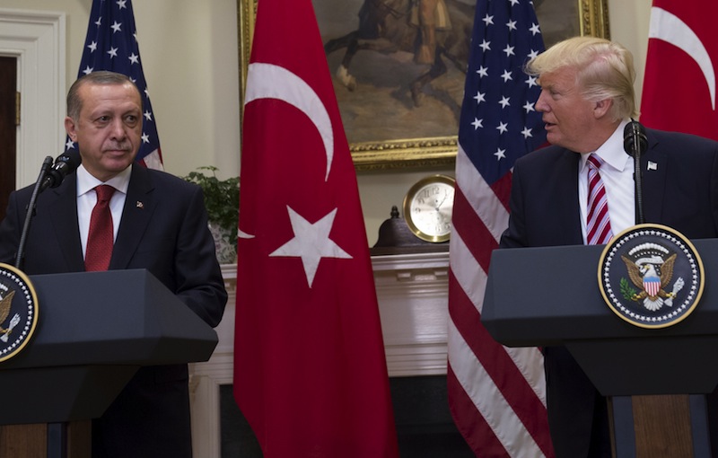 us president donald trump and turkish president recep tayyip erdogan speak to the press in the roosevelt room of the white house in washington photo afp