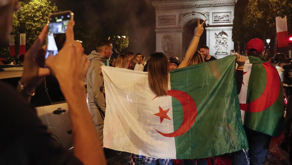 unruly scenes erupted in paris marseille and lyon fifty people were arrested in the french capital and there were incidents between football fans and police on the champs elysees avenue photo afp