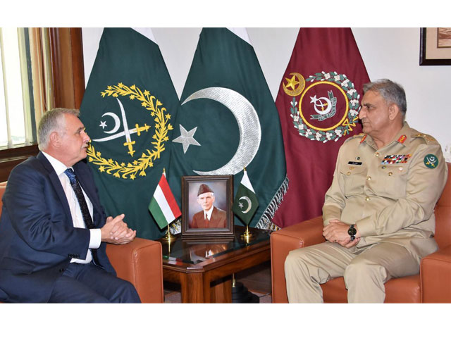 hungarian envoy istan szabo calls on army chief general qamar bajwa at ghq rawalpindi on monday photo ispr