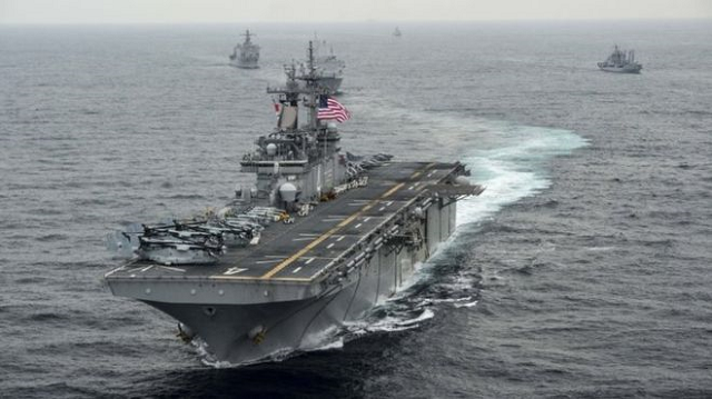 the uss boxer quot took defensive action quot against the iranian drone president trump said photo afp