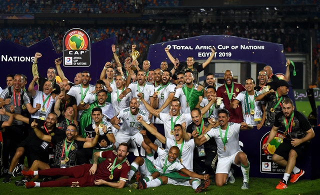 the second minute strike was enough to propel algeria to a first cup of nations title in 29 years and the country 039 s first on foreign soil having lifted the trophy as hosts in 1990 photo afp