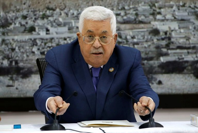 palestinian president mahmud abbas at a meeting with the palestinian leadership in the west bank city of ramallah photo afp