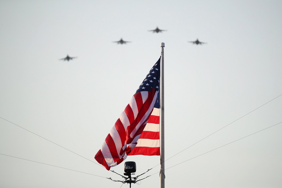 Military aircraft perform a flyover during the 2019 MLB All-Star Game, Ohio:AFP