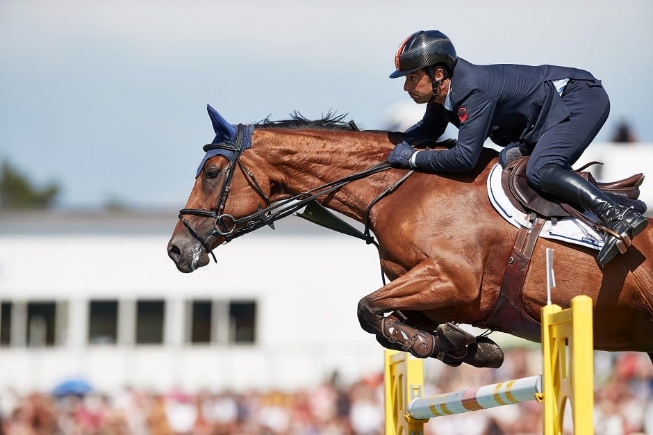  Italy's Emilio Bicocchi rides with horse Evita SG Z at the Jumping competition of Longines Grand Prix of Falsterbo at Falsterbo Horse Show, in Sweden: REUTERS