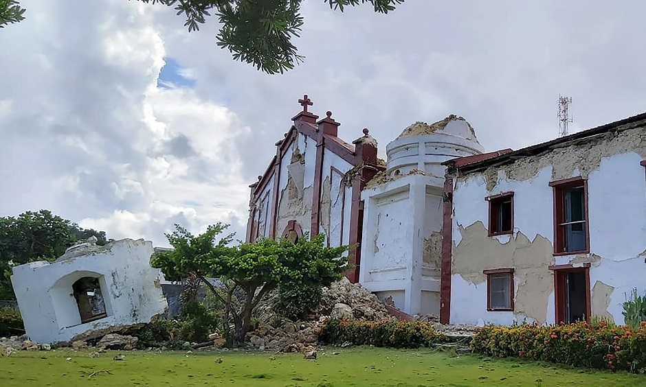 This picture shows the damage to the Sta Maria de Mayan Church after a pair of strong earthquakes of magnitude 5.4 and 5.9 struck the region within hours of each other, in Itbayat on Batanes island. PHOTO: AFP