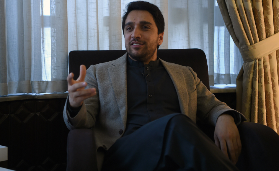 Ahmad Massoud, the son of Ahmad Shah Massoud, gestures as he speaks during an interview with AFP at a house in Kabul. Photo: AFP